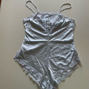 Vintage pale blue satin teddy